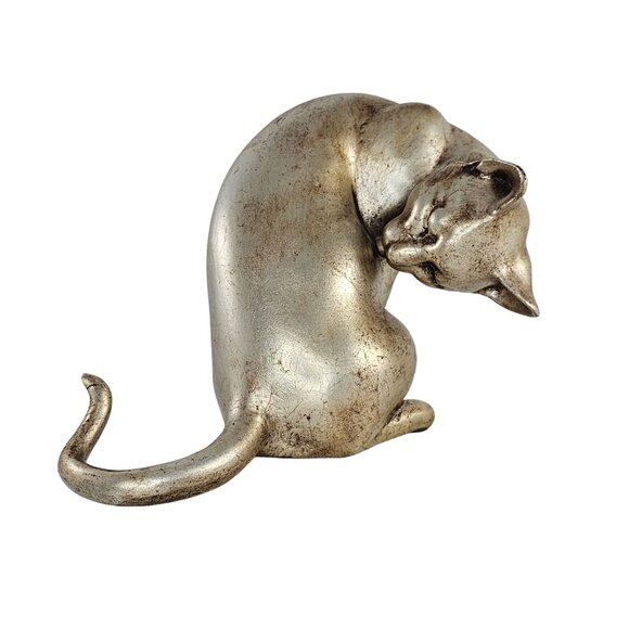Vintage Freeman McFarlin Cat Licking Figurine Silver Leaf #178 - Picture 1 of 11